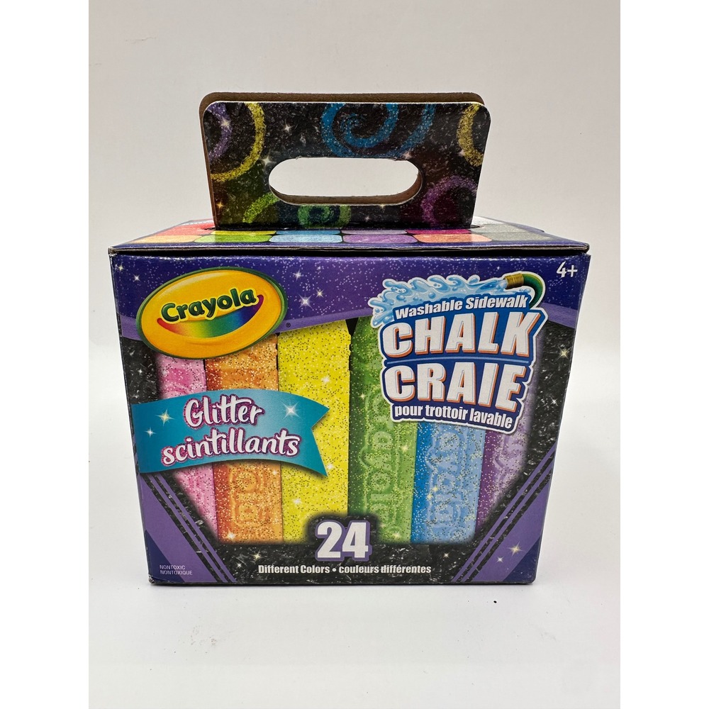 Crayola Glitter Washable Sidewalk Chalk Craie 24 Colors Kids Art Supplies